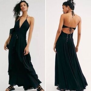 NEW W/ TAGS NWT FREE PEOPLE PARISSE MAXI HALTER CUTOUT DRESS STUNNING SUPER RARE